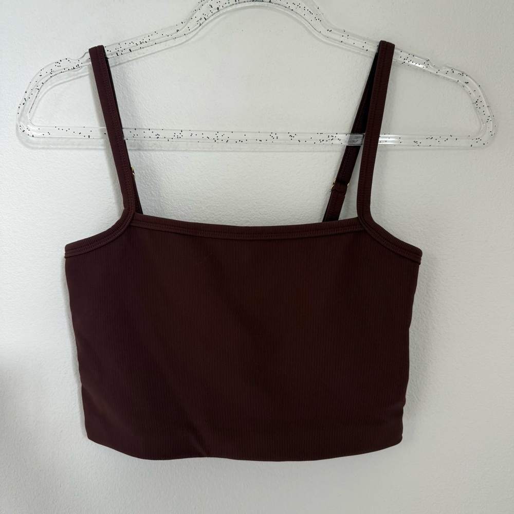 Wilo the Label Square Neck Sports Bra Tank Top Chocolate Brown Size M